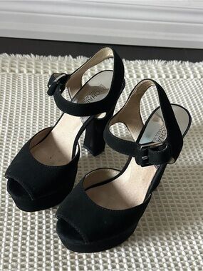 Michael Kors London Suede Peep-Toe Heels